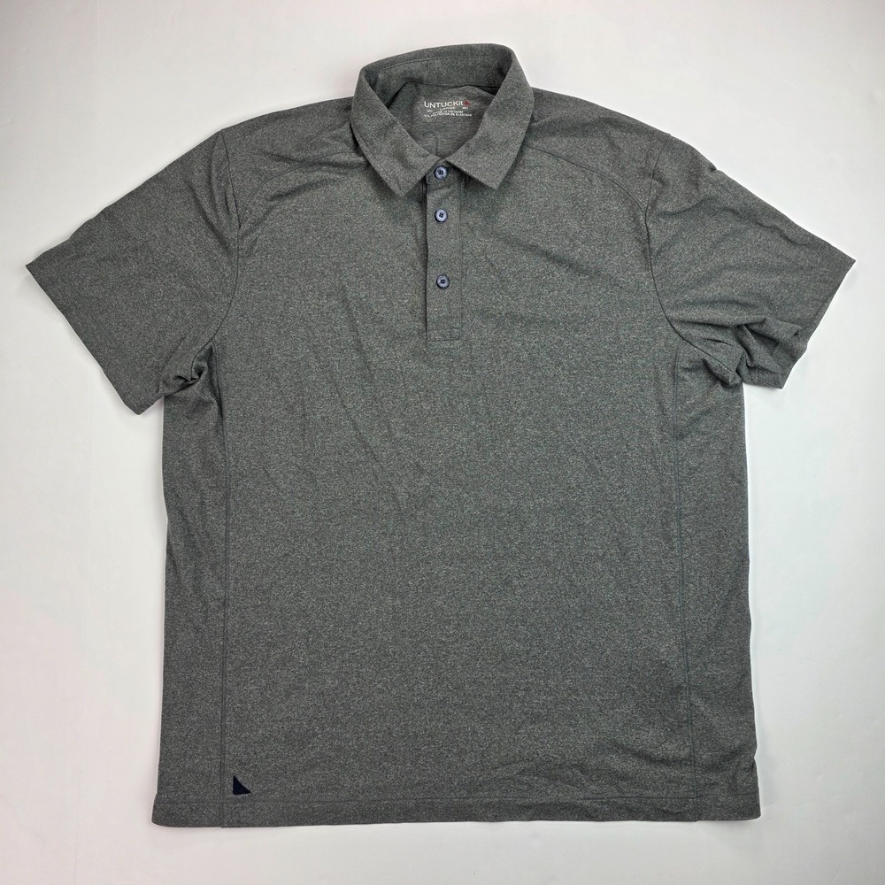 Untuckit Polo Shirt Mens Large Gray Career Casual Rugby Top Collared Stretch - Picture 2 of 6
